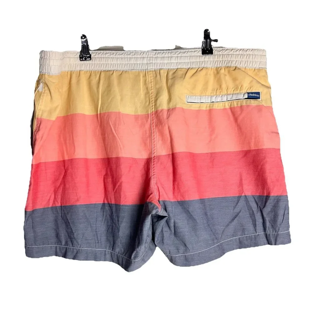 Chubbies 5.5” inseam the golden hours pattern swim shorts size Medium Striped